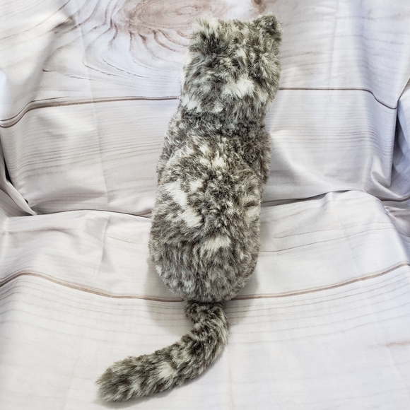 Vintage Royal Plush Gray White Marled Spotted Kitty Cat Plush 12 Inch Stuffed - Picture 7 of 10